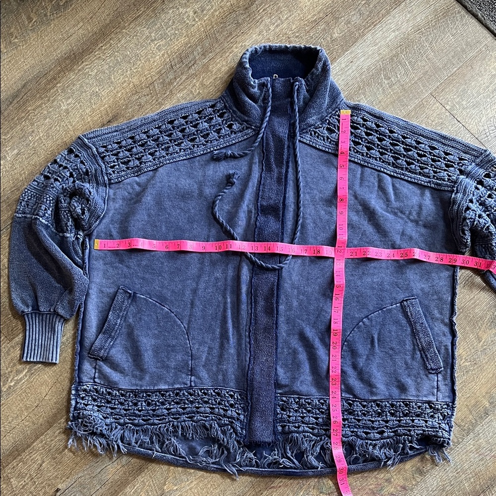 Free People Blue Crochet Knit Top Excellent Condition